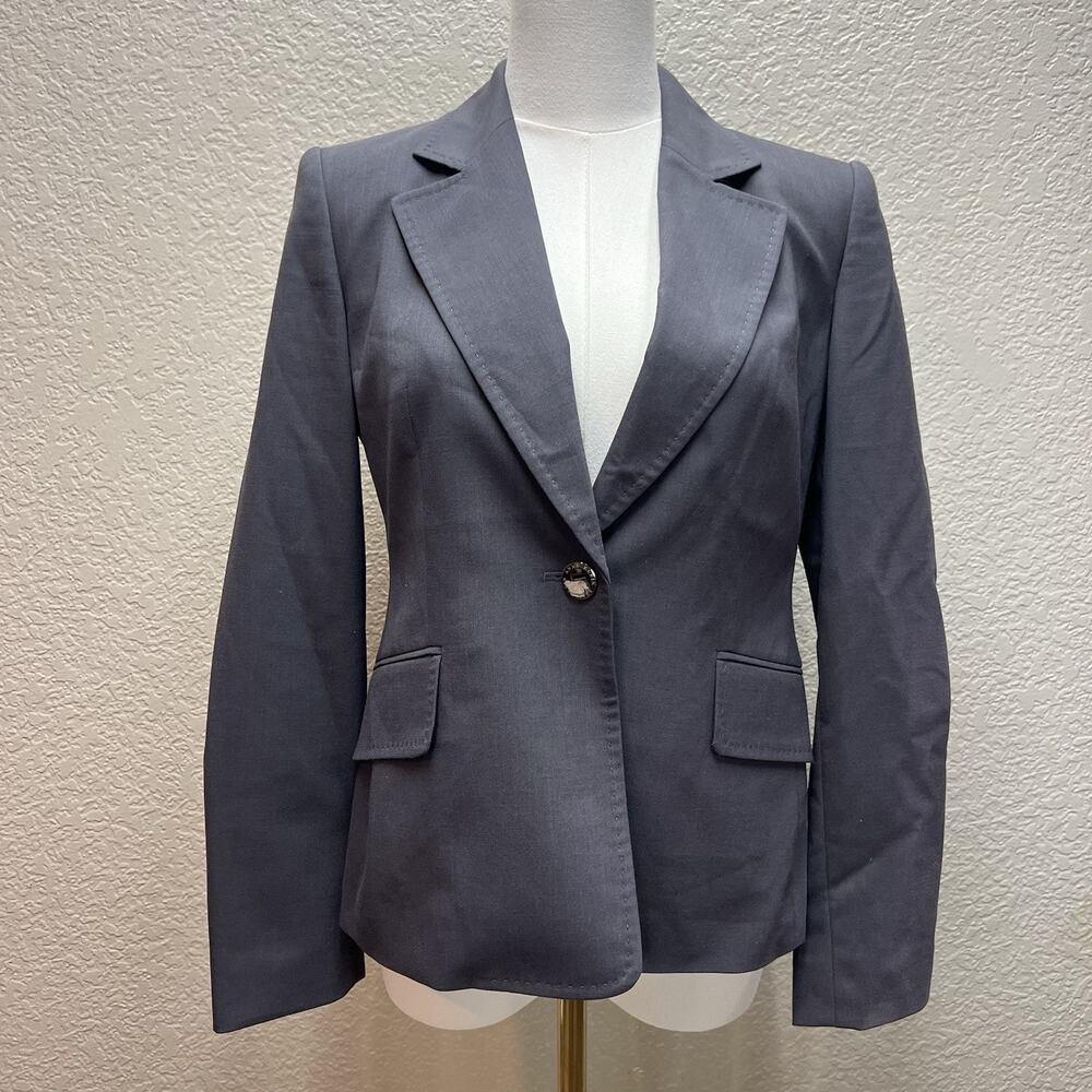 Anne Klein Jacket Womens 2P Gray Blazer Crop Fitted Career Office